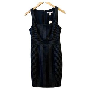 BANANA REPUBLIC dress black pinstripe slim pencil sleeveless lined petite 4 zip